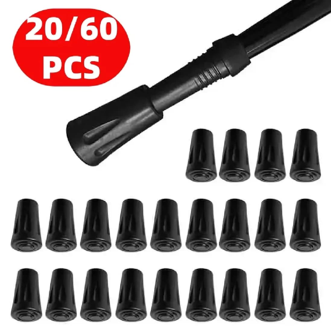 20 pcs/packing Protective Rubber Mats for Nordic Walking Trekking Sticks, Alpine Stick Spare Parts, Camping, Hiking