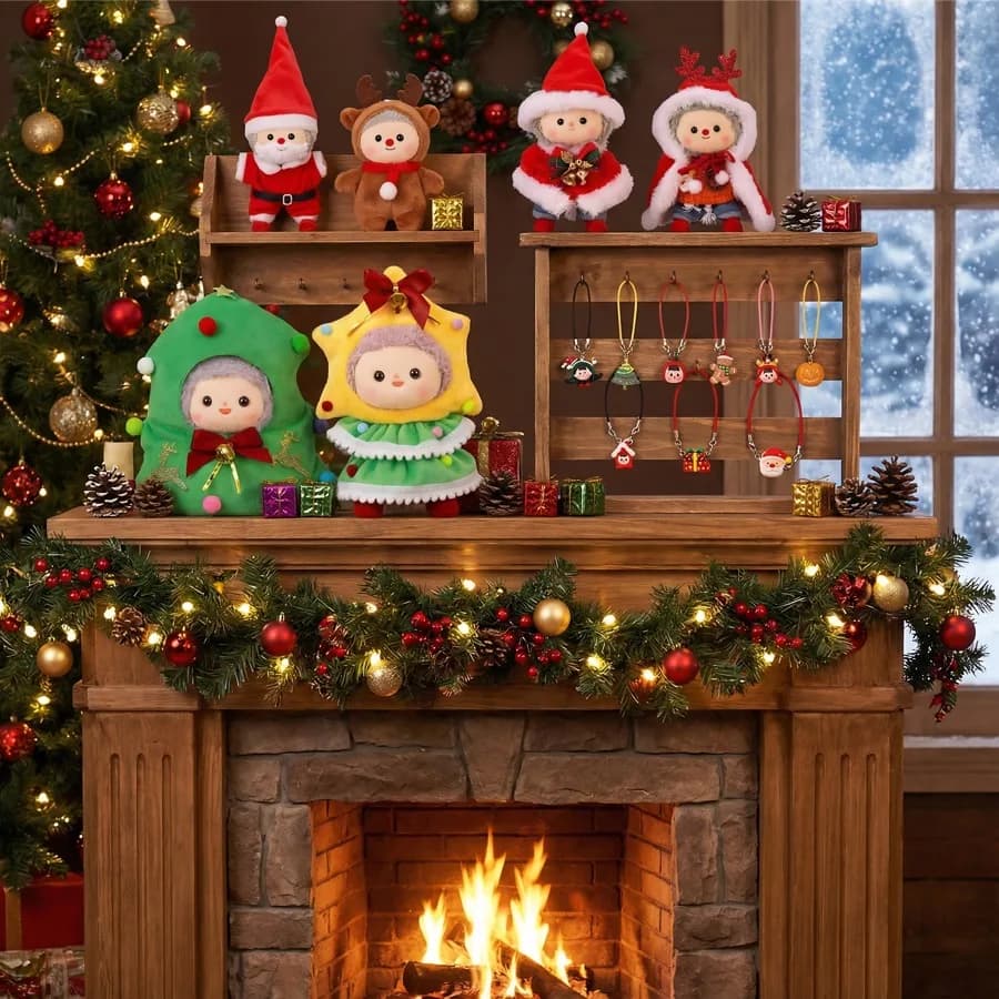 Suitable for 15-17 cm dolls, Christmas clothes, sleeping bags, pretty Christmas suits, cloaks, set, Christmas gifts, for Labubu