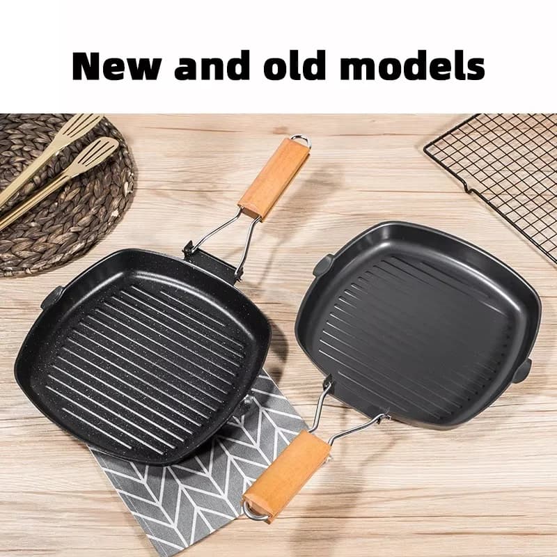 Wallet for Steaks, Grill Square with Handle Wood Folding, Grid Kitchen Accessories for BBQ