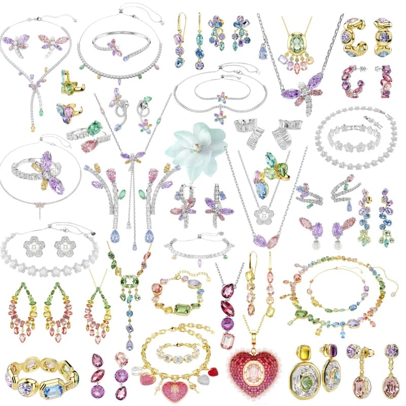 Orecchini di Cristallo Originali alla Moda 2026, Gioielli Scintillanti da Donna, Collana, Bracciale, Anello, Regalo per Feste e Vacanze