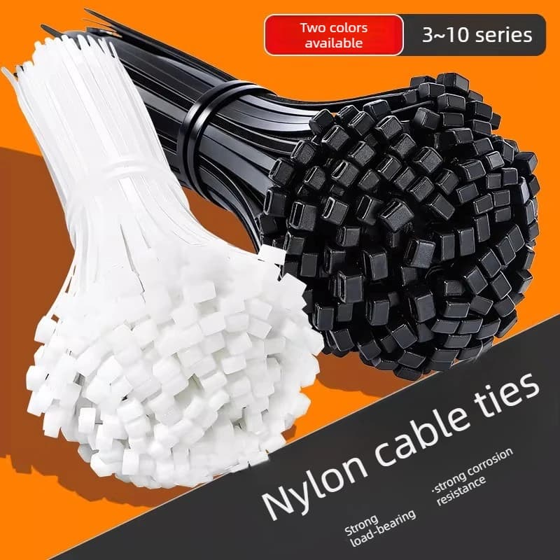 Fascette in plastica per legatura, fascette in nylon autobloccanti, fascette di contenimento, fascette nere e bianche per cavi