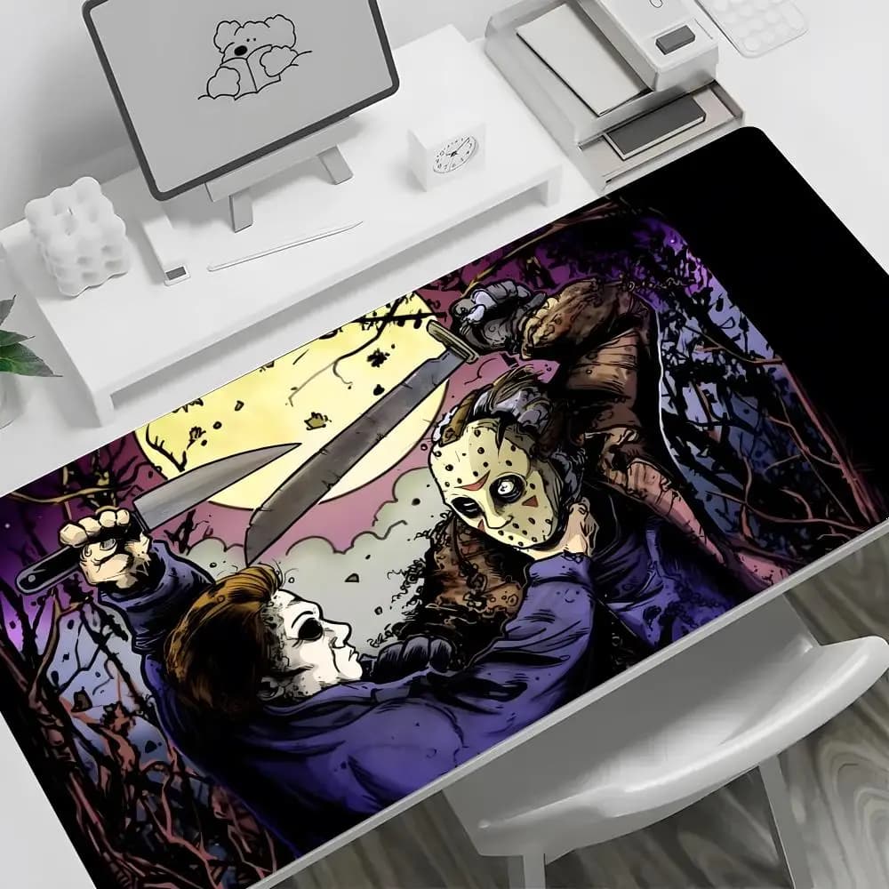 Halloween Kills Michael Myers Horror floreale grande tastiera mouse tappetino da scrivania tappetino per mouse da gioco in gomma antiscivolo tappeto per laptop 600x300