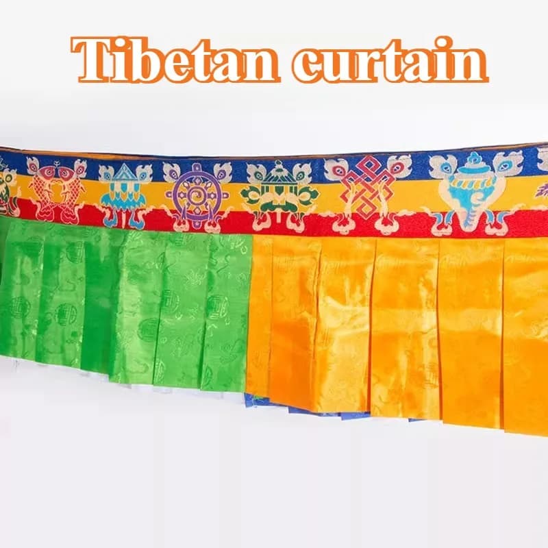 Tenda Tibetana da 5M con Otto Simboli Auspicanti, Pendente Religioso, Decorazione Buddista per Casa, Tenda da Appendere a Parete/Tavolo