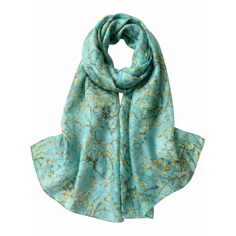 Sciarpa leggera grande in 100% seta di gelso da donna, scialle oblungo, foulard da collo, coprispalle da spiaggia, foulard per la testa, confezione regalo, stampa floreale