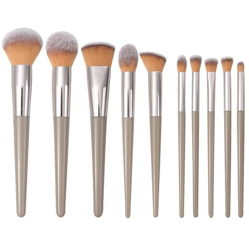 Set di 10/14 Pennelli da Trucco Champagne per Donne, Pennelli per Fondotinta, Cipria, Blush, Ombretto, Strumenti di Bellezza
