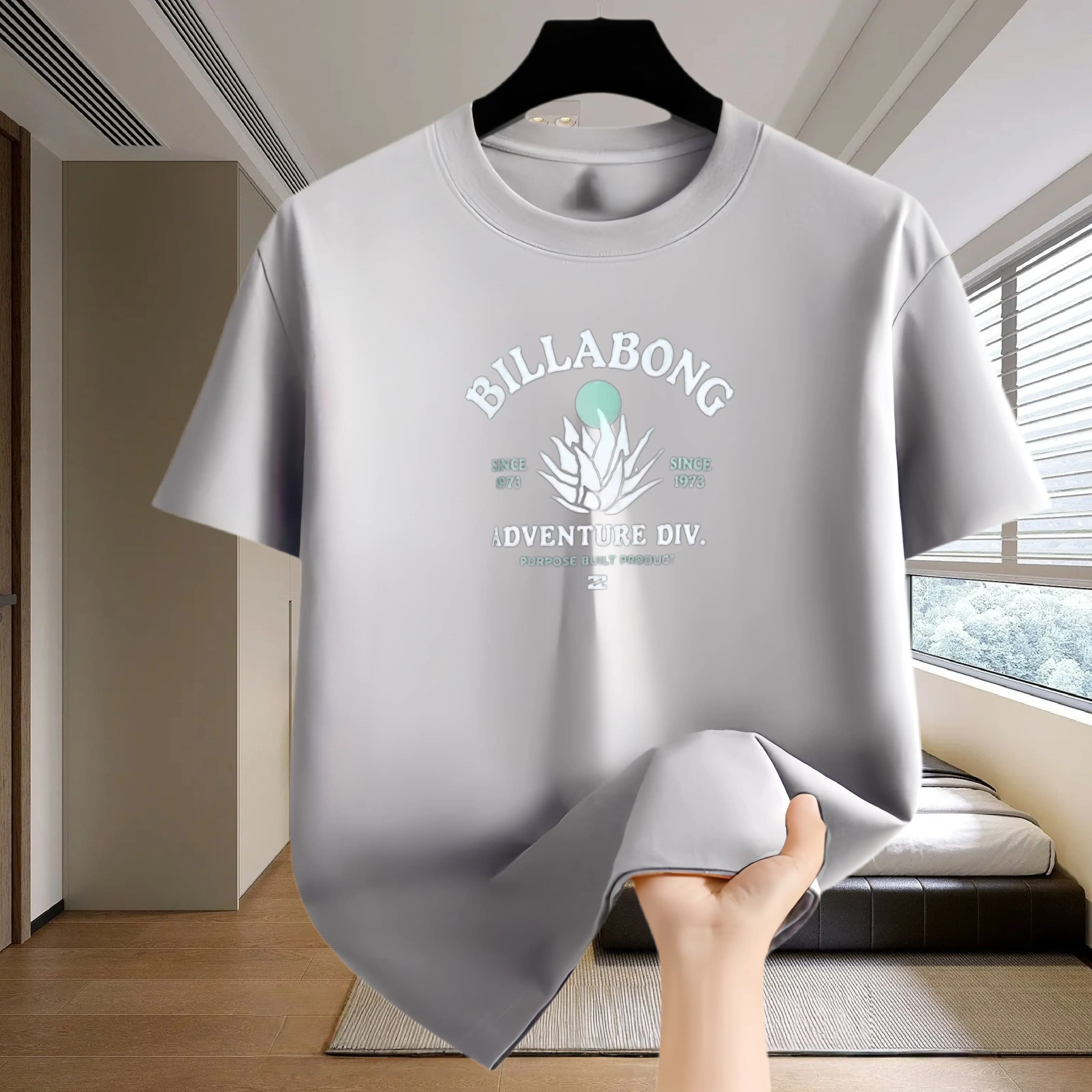 Men's summer sports short-sleeved shirt, men's summer quick-drying sports T-shirt, breathable mesh trendy printed T-shirt