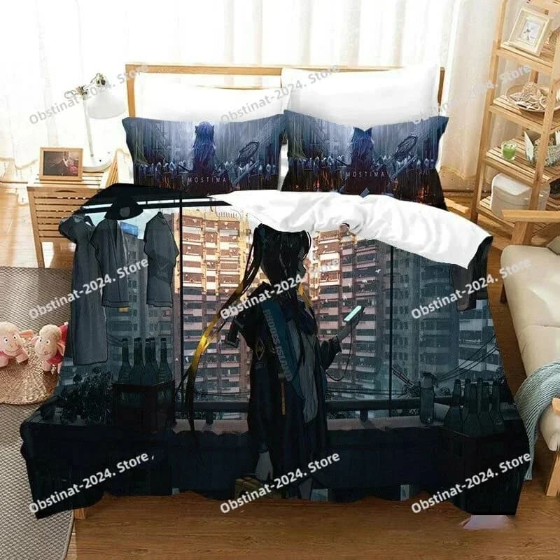 Anime Gioco Arknights Set biancheria da letto Stampato singolo Piumino Trapunta Copripiumino Federa Set da 3 pezzi Bambini Taglia adulto