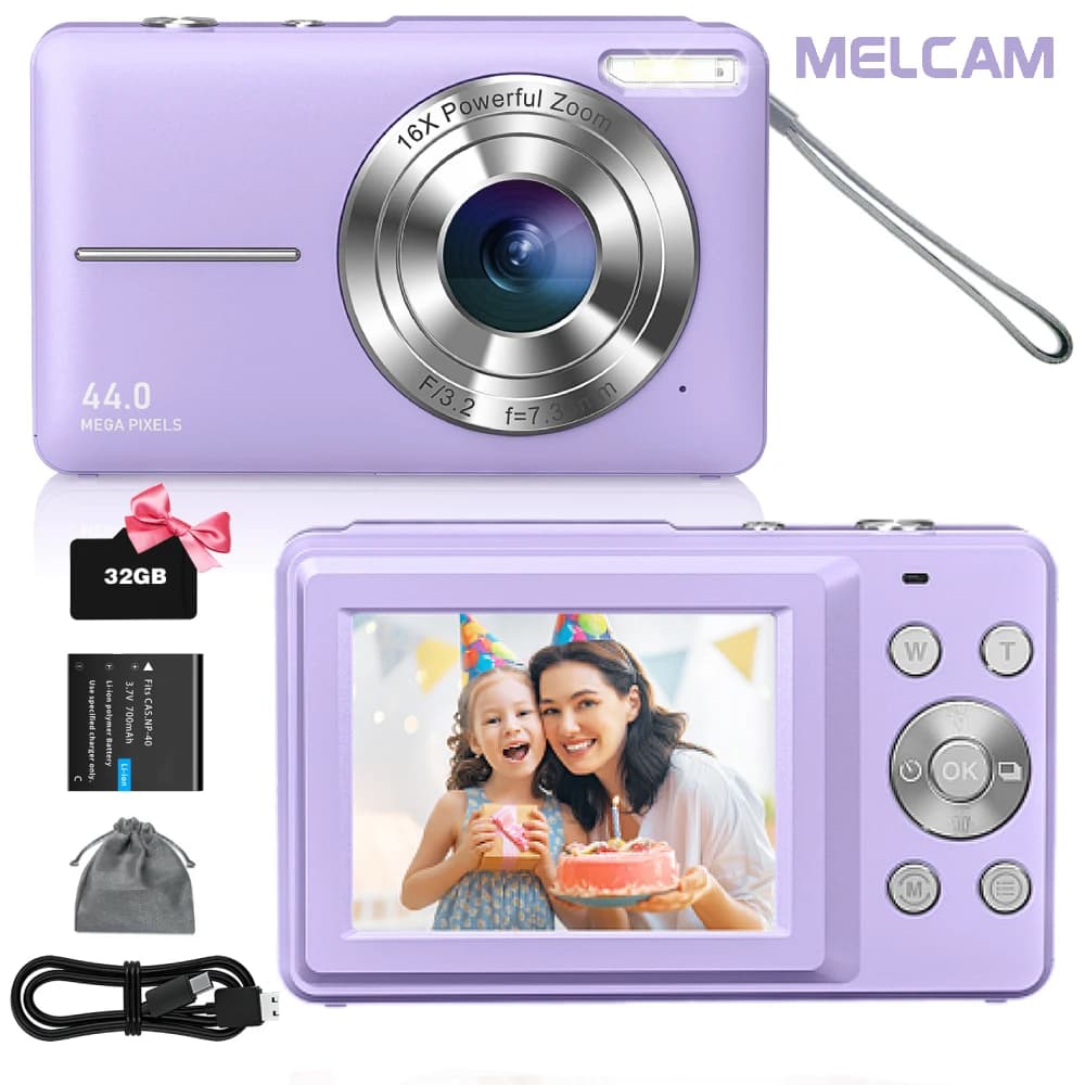 Fotocamera digitale, fotocamera FHD 1080P, fotocamera Point and Shoot con Zoom 16X Anti Shake, fotocamera piccola compatta per ragazzi e ragazze, viola