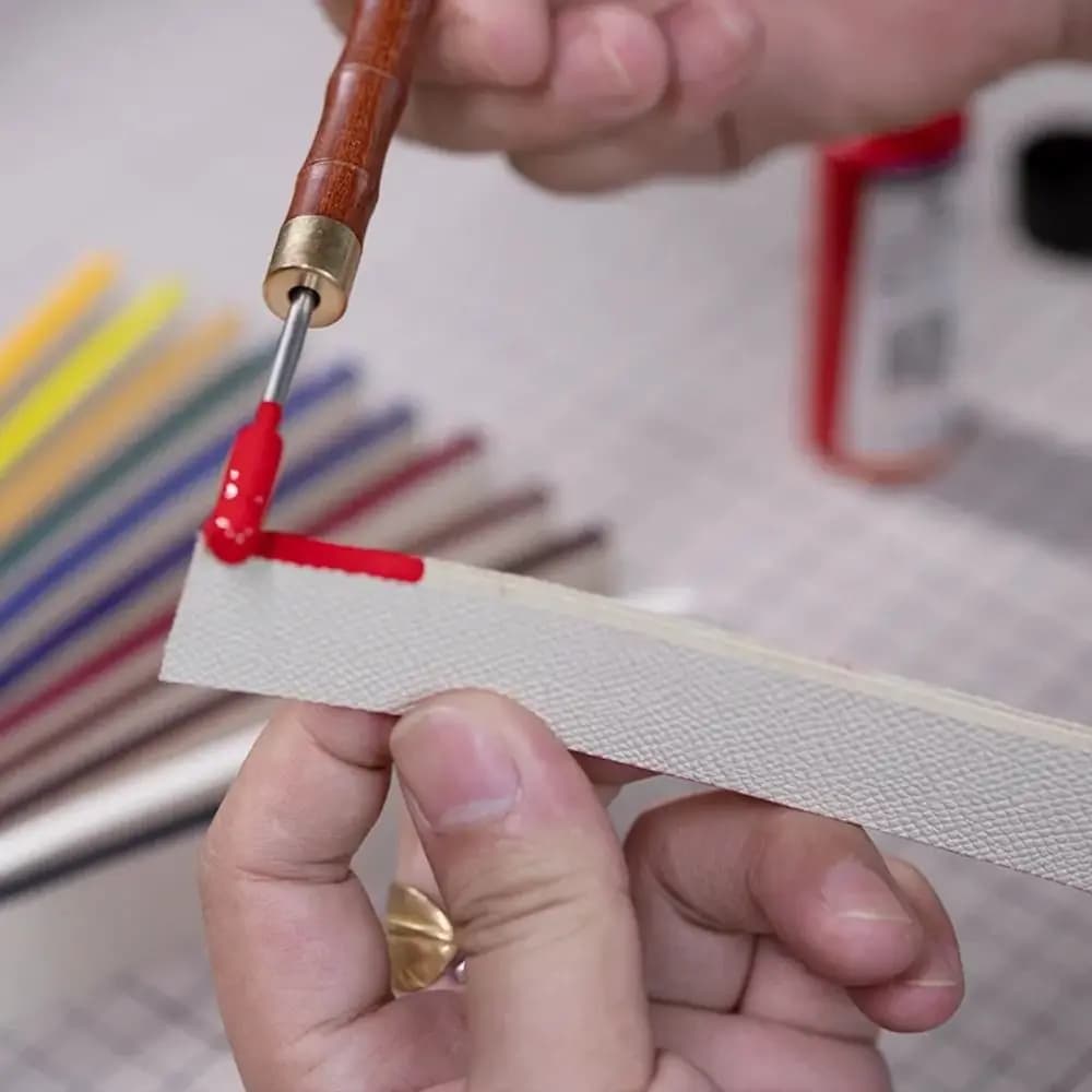 DIY Craft Leather Edge Paint Roller Brass Head Sandalwood Edge Oil Finish Tool Reusable Stainless Steel Leather Dye Painting Pen