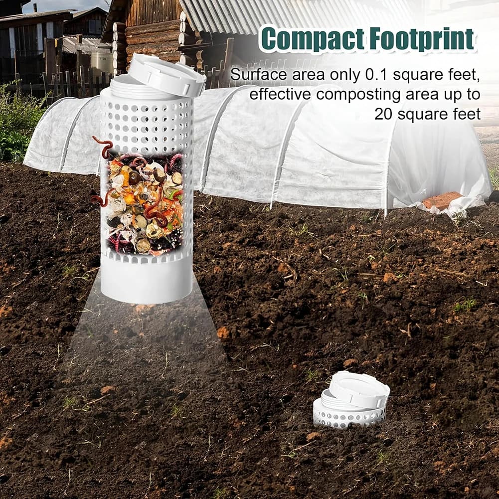 1pc/2pcs Contenitore per compostaggio di vermi per piccoli vasi da fiori e giardino, tubo per composti di tè a vite senza fine in PVC salvaspazio per la cura del giardino e del prato