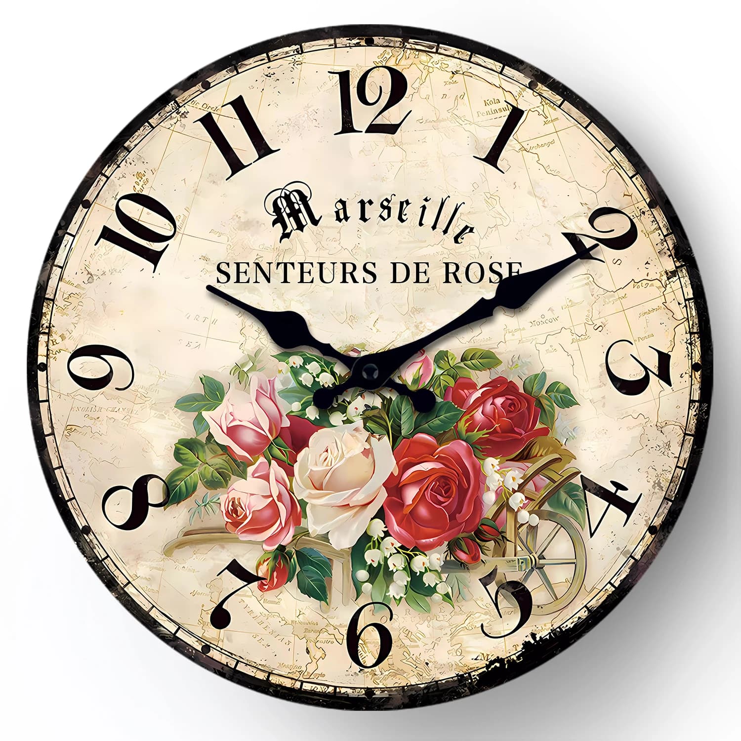 Orologio da Parete in Legno con Motivo a Rose Europeo, Silenzioso al Quarzo, Adatto per Arredamento Soggiorno, Orologio in Legno Artigianale