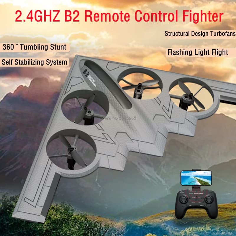 Simulation B2 40CM Great WIFI FPV RC air 360 ° Roll Turbofan structure automatic stabilization system LED Lightng remote control Bomber