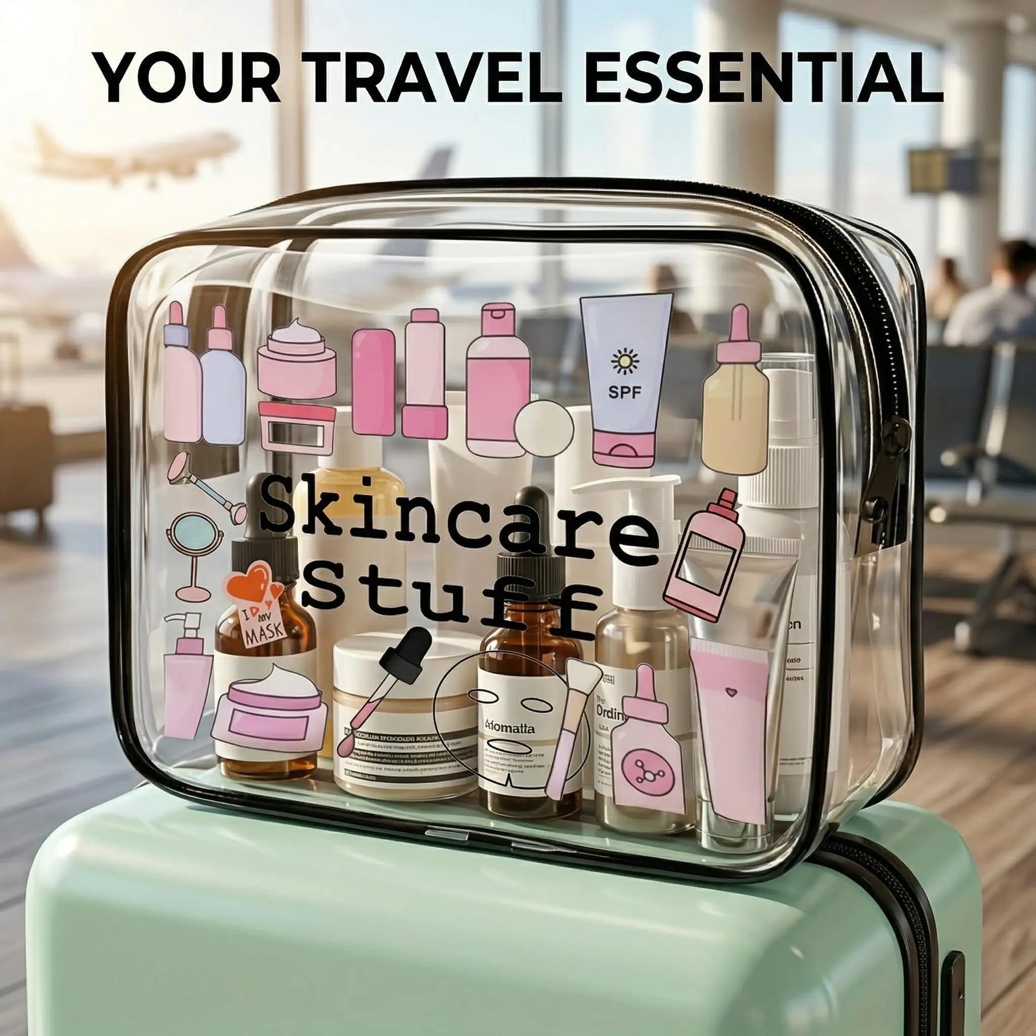 1 pz Borsa Trasparente per Trucchi e Cosmetici, Organizer da Viaggio per Articoli da Toilette Approvato TSA, Pochette Impermeabile per Donna