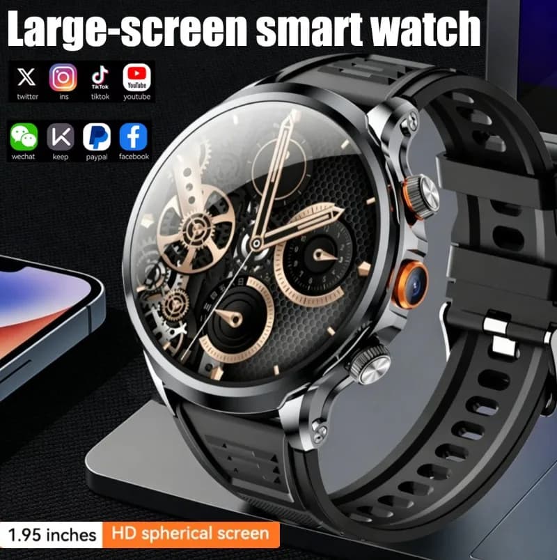 H18 Smart Watch 800W Camera 128GB Storage 1.95" HD Spherical Screen GPS WIFI Heart Rate Monitor Android 9.0 Smartwatch