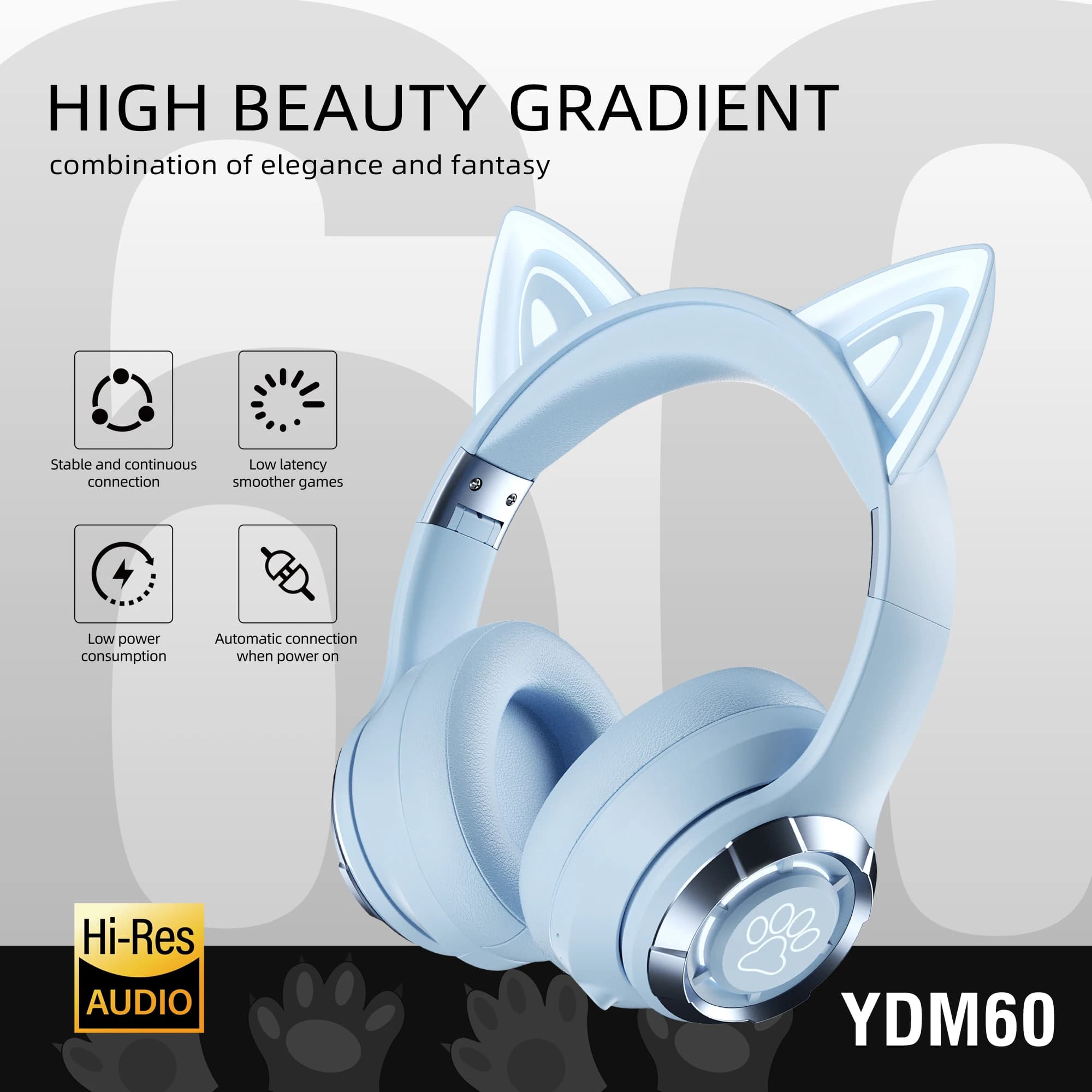 Cute Cat EarWireless Headphones Cat Earphones Bluetooth Music Earphones Stereo Bluetooth 5.3 sports game headphones with microphone