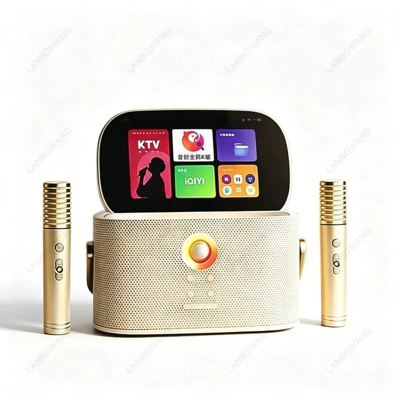 Smart Portable Karaoke Machine with Display Screen, Wireless Home KTV Singing Audio System All-in-One Jukebox