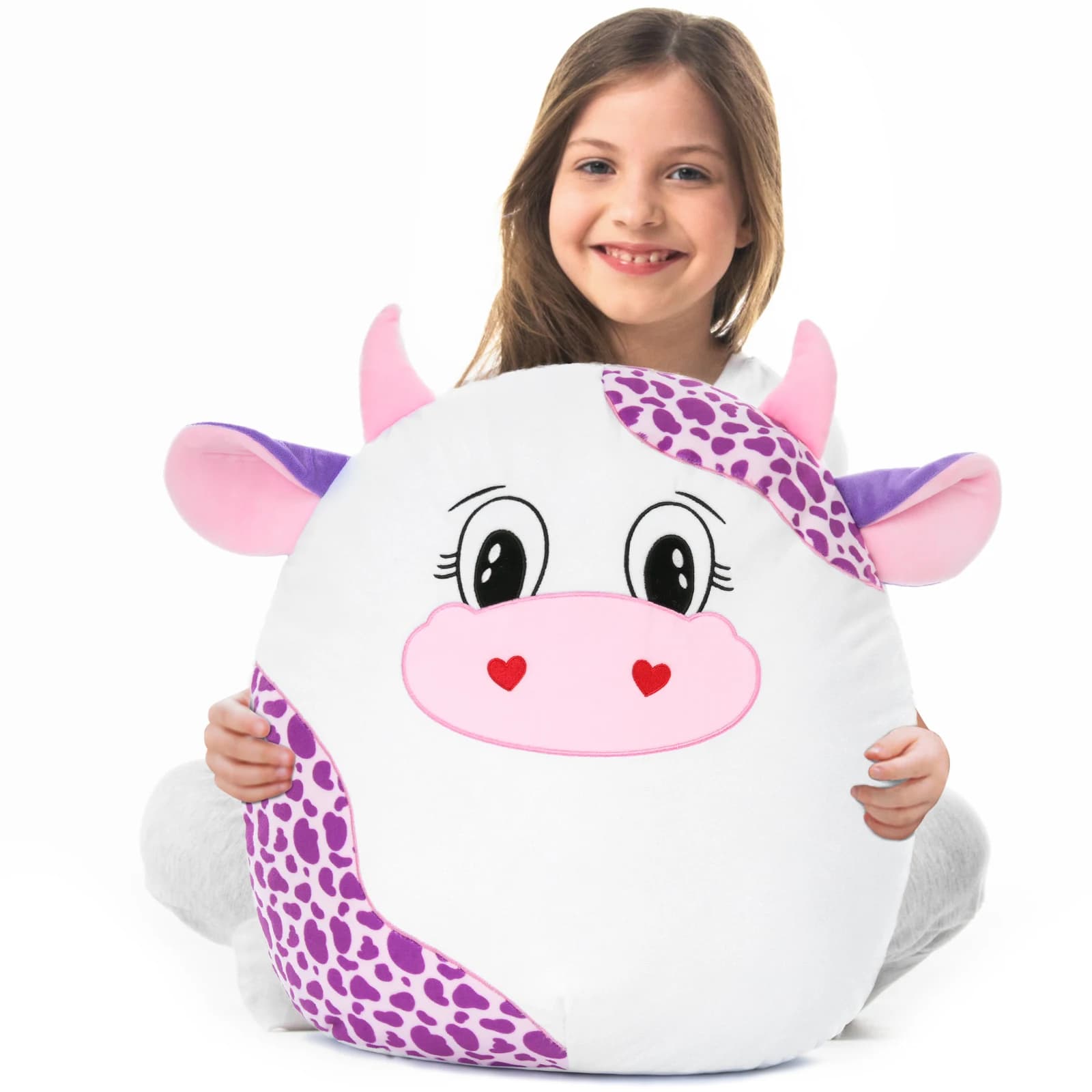 Cuscino gigante in peluche di mucca rosa da 20", "Regalo di compleanno per bambola di peluche morbida con mucca grande per bambini, ragazzi e ragazze