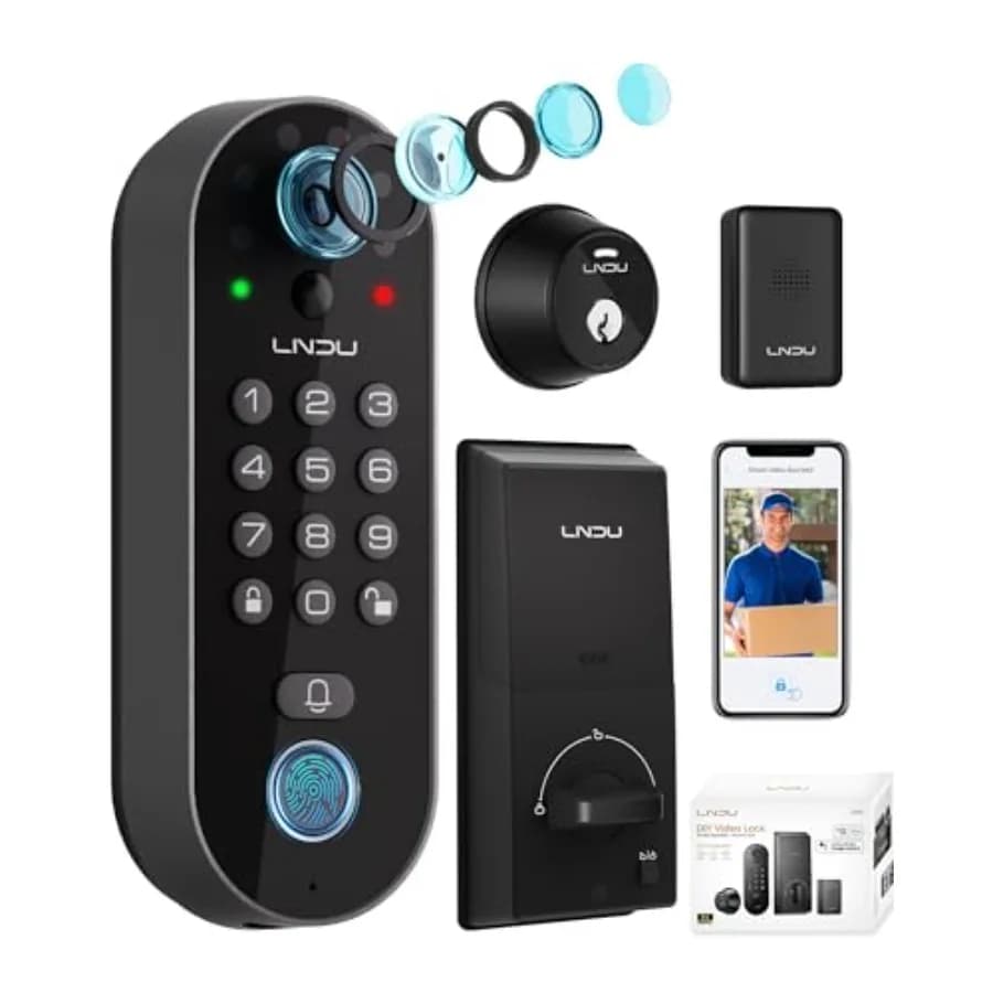 Serratura Intelligente con Videocitofono 2K, Impronta Digitale e Tastiera, Ingresso Senza Chiave, WiFi, Rilevamento Movimento PIR