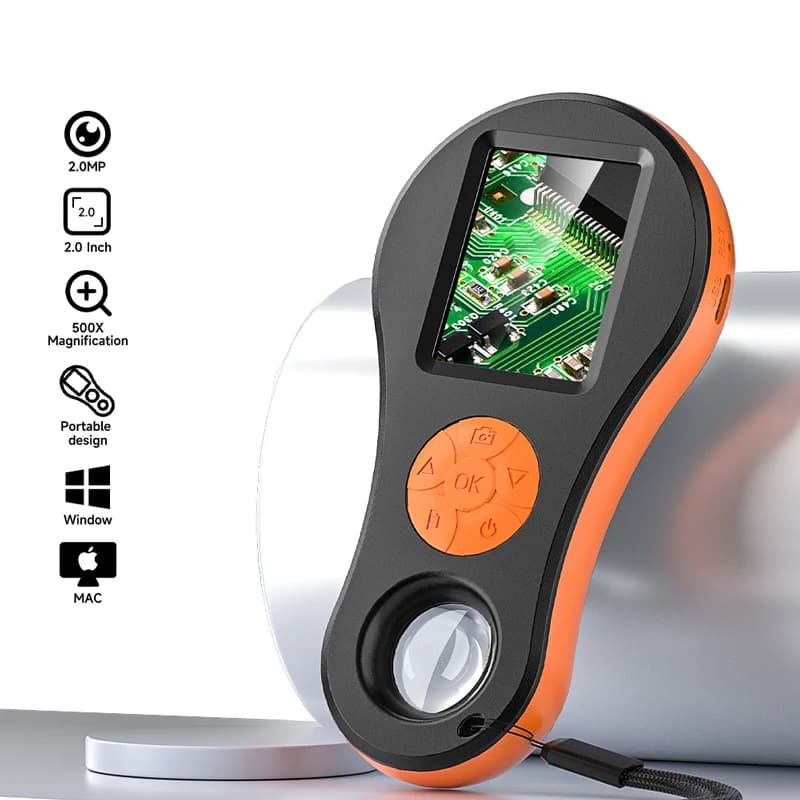 Lente d'Ingrandimento Portatile con Schermo IPS da 2.0'', Microscopio Digitale 20-50X per Controllare Gioielli e Riparare Elettronica