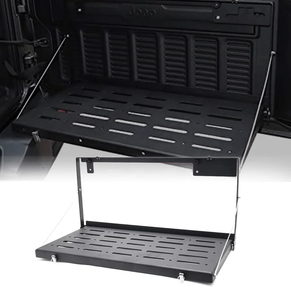 2018-2019 For Jeep Wrangler JL Black Metal Rear Trunk Door Rack Cargo Luggage Carrier Shelf With Fender Flares
