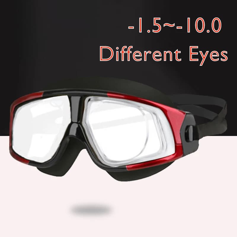 Queshark man adult woman-1.5 To -10.0 myopia swimming goggles in Silicone anti-fog custom swim glasses different right left eyes