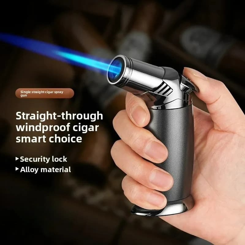 New Straight Jet Spray Gun Welding Gun Lighter, High Firepower Windproof Lighter, Outdoor Portable Barbecue Camping Lighter