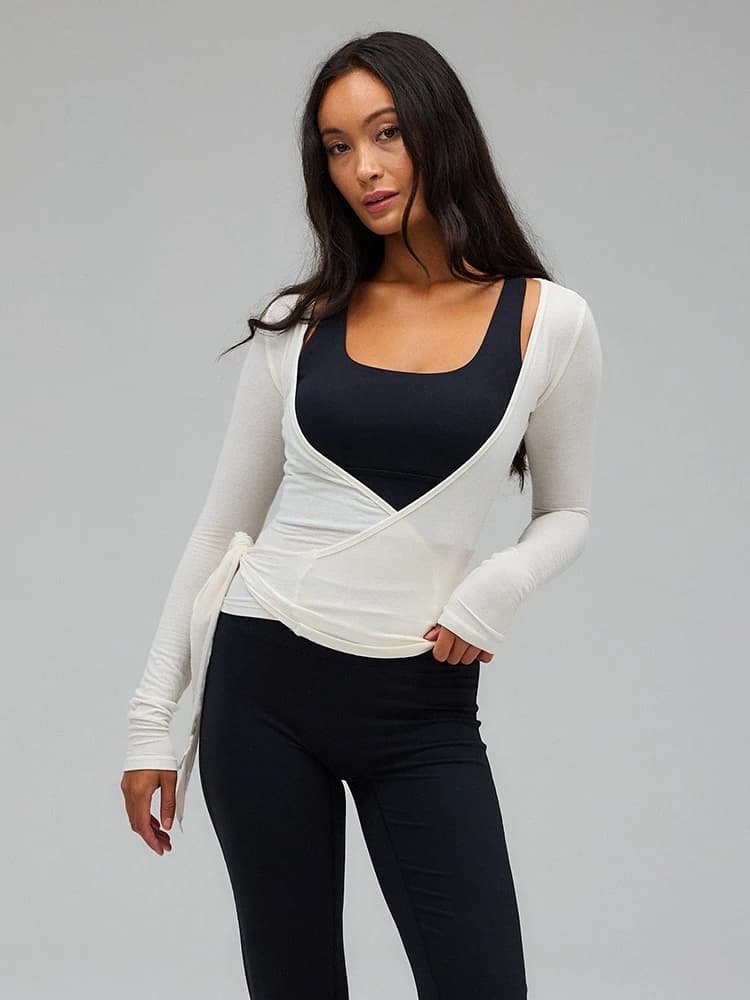 Cardigan Americano a Maniche Lunghe Slim Fit, Tinta Unita con Cintura Elastica, Stile Streetwear Sexy, in Maglia di Poliestere, Primavera