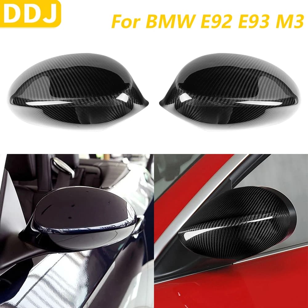 For BMW Series 3 E92 E93 M3 2007-2009 Real Dry Carbon Fiber Side Wing Cover Mirror Retrovisor Accessories Auto Edit