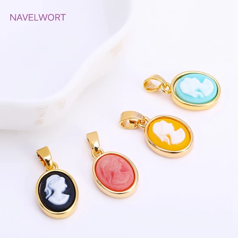 Fashionable brass cameo pendants for necklace creation results, Avatar 18K gold plated oval pendant, fashion jewelry for women