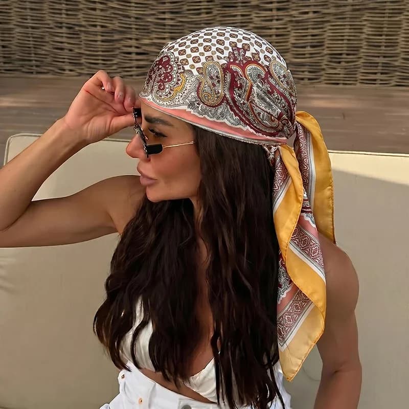 Women Spring Summer Square Scarf Satin Silk 90cm Scarves Headscarf Female Foulard Beach Bandana Ladies Neckerchief Hair band