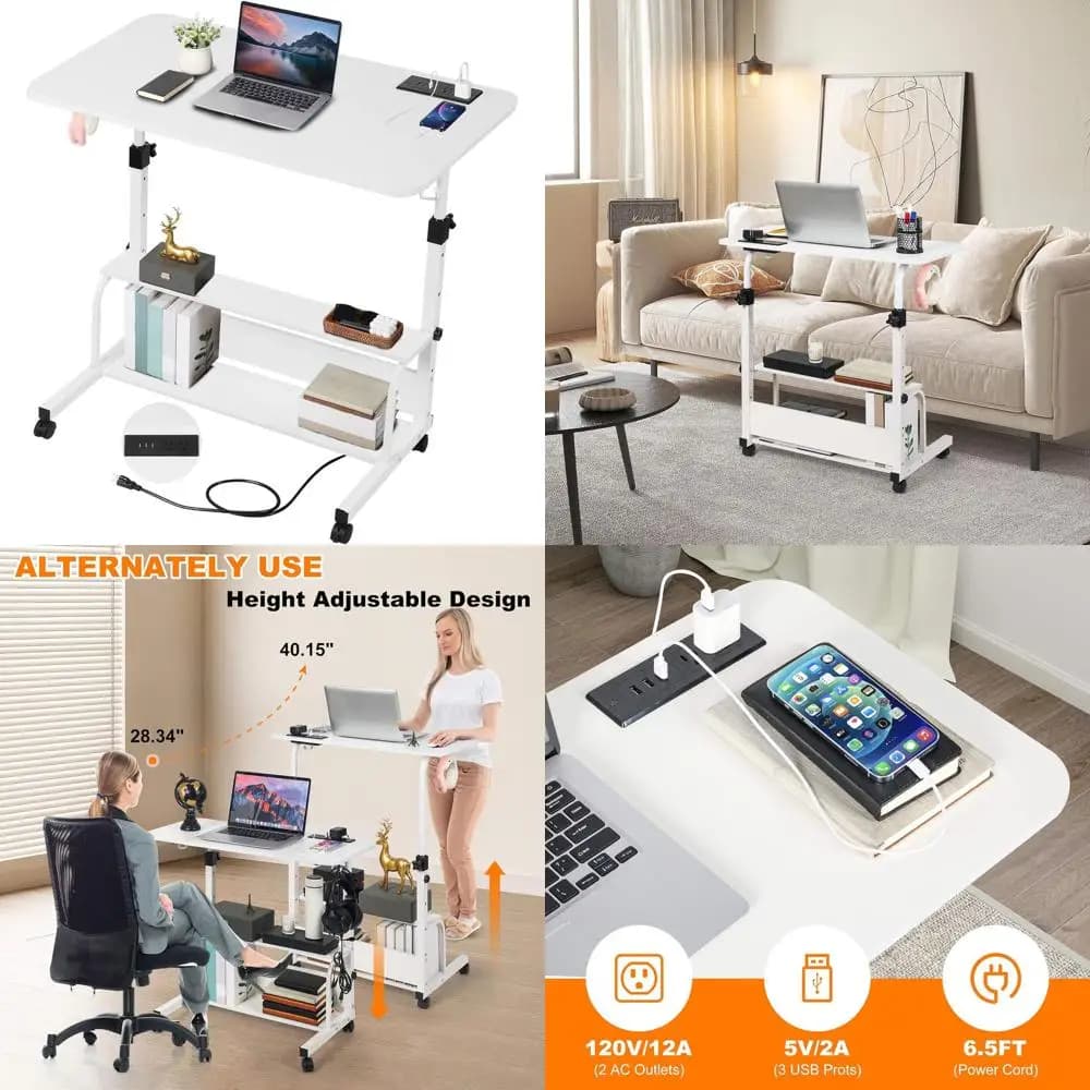 Scrivania compatta per laptop per piccoli spazi: scrivania in piedi regolabile, scrivania portatile bianca 31,5 per ufficio domestico