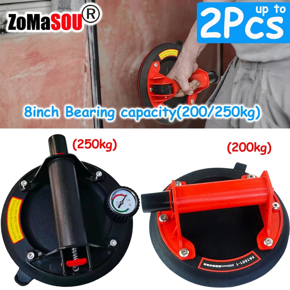 1-2Pcs 8 Inch Vacuum Suction Cup Glass Sucker Loading 200kg Heavy Duty Vacuum Lifter Industry Spreader to Tile Windshield Window