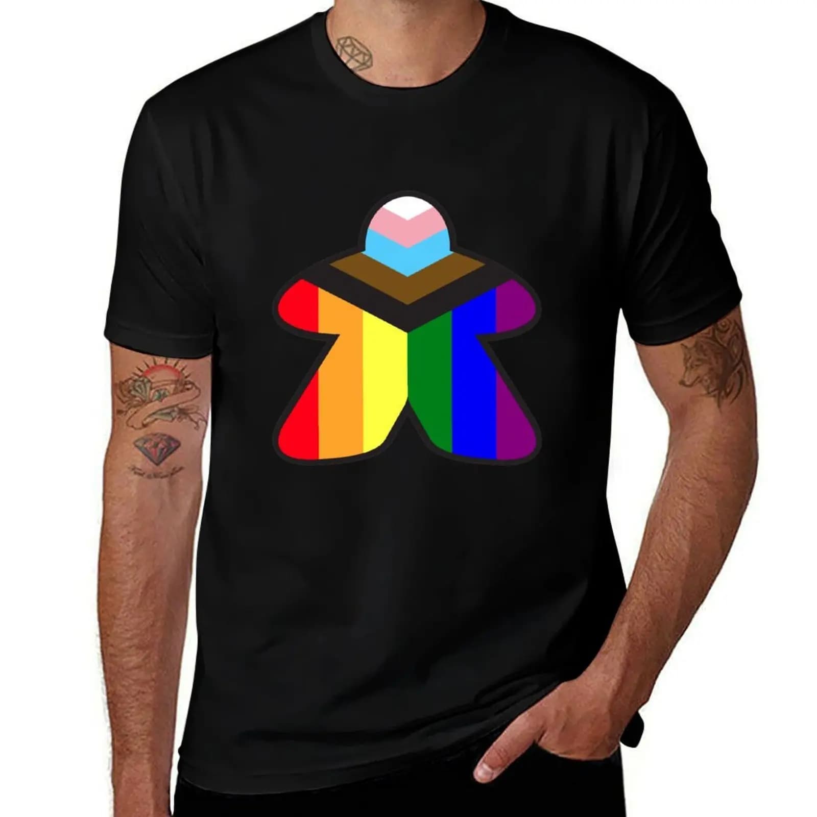 Gioco da tavolo Pride Meeple LGBT+ T-shirt t-shirt uomo magliette firmate per uomo T-shirt in cotone