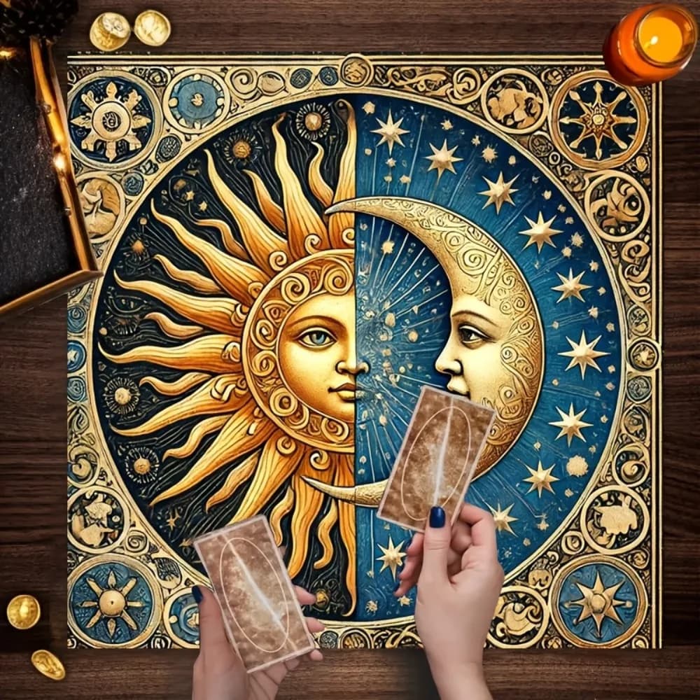Tarot Altar Cloth Multiple Sizes HD Digital Print Sun Moon Floral Life Tree 100 Polyester Wrinkle Free Oracle Card Mat Spiritual