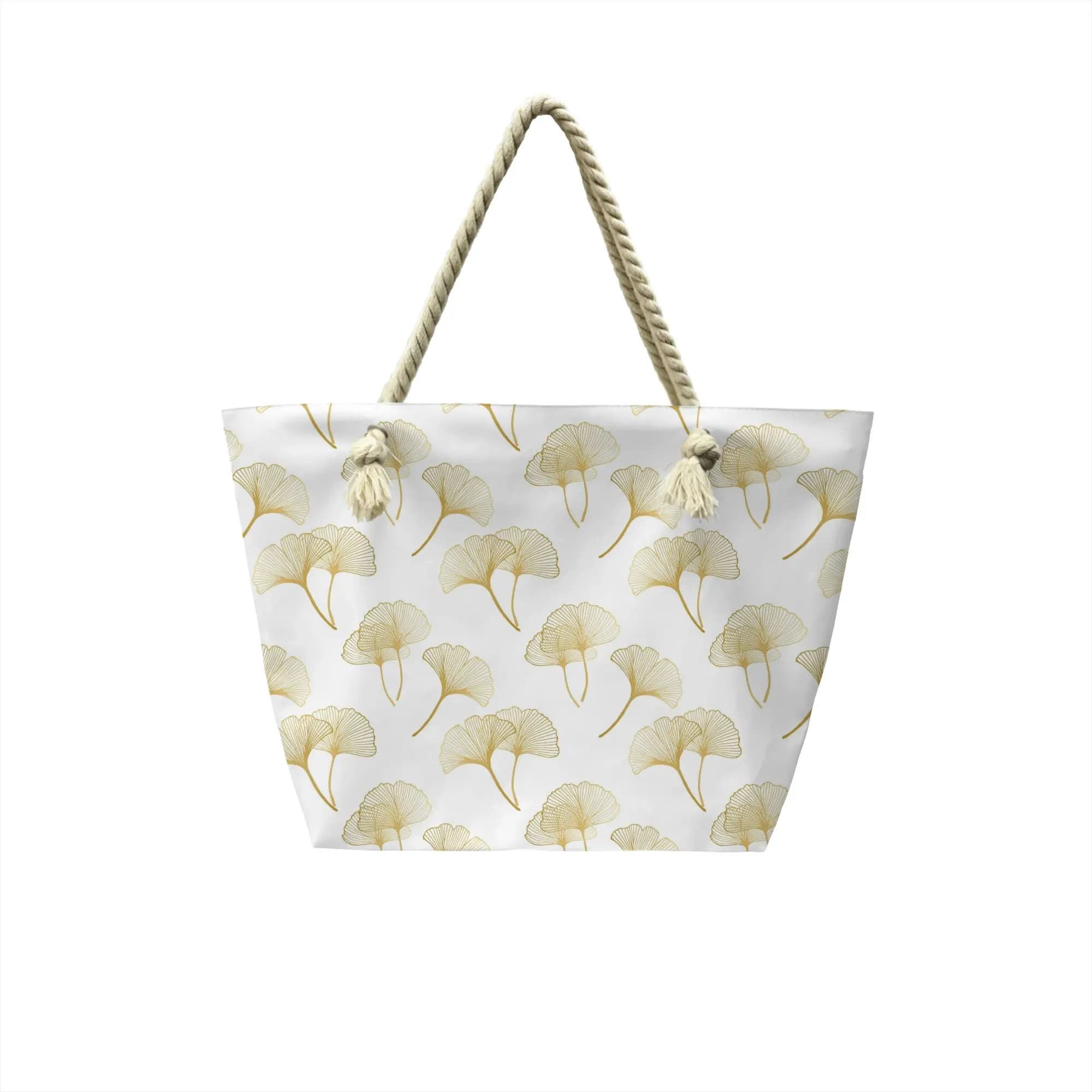 Cute Printed Ginkgo Leaf Tote Shopping Bag Recycling Canvas Shopper Shoulder Handbag
