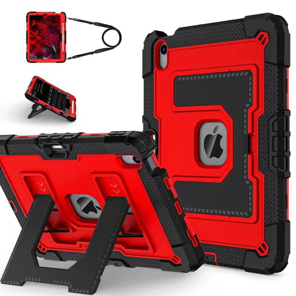 Custodia Antiurto per iPad Air 4 5 10.9" Air 11 M2 M3 con Porta Penna e Supporto, Cover Protettiva Anti-Caduta a Quattro Angoli