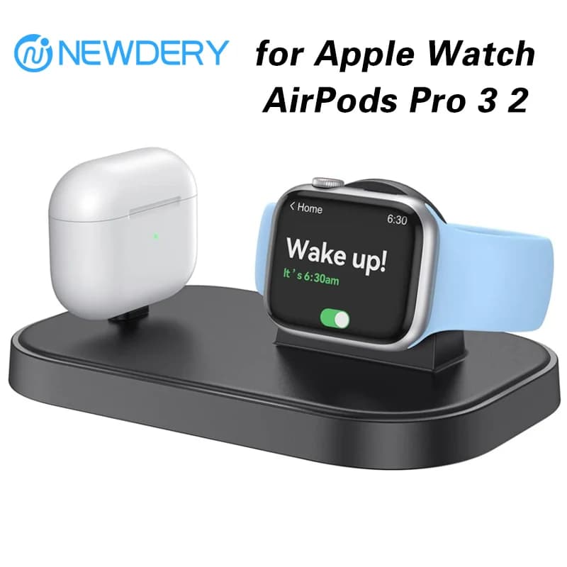 Supporto per caricabatterie wireless 2 in 1 per Apple Watch 10 9 8 7 6 5 4 3 2 Ultra & Airpods 2 3 Pro Dock Station di ricarica rapida da scrivania