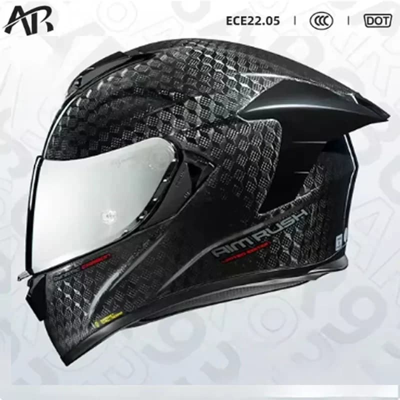 Casco moto in fibra di carbonio AR 12K Approvato ECE DOT Casco integrale a doppia lente Capacetes Cascos leggeri para moto