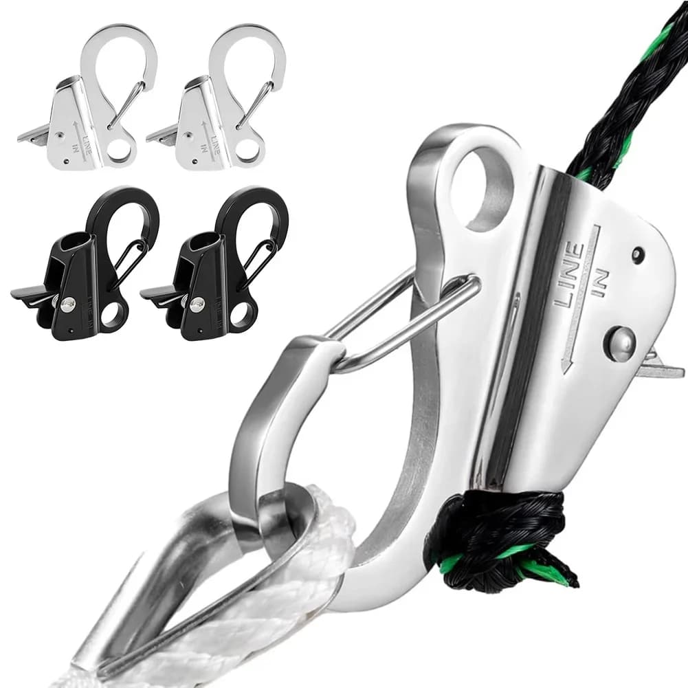 1Pc 3/8 In 5/8 In Stainless Steel Boat Fenders Clips Quick Threading Spring Adjustable Sliding Line Length Sliding Anchors Hooks