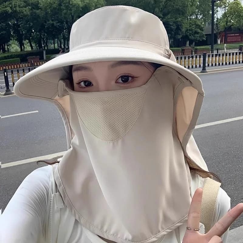 Women's Summer Outdoor Sun Hat Breathable Full-Round UV Protection Ne-Protecting Face Covering Hat Casual round Top Cap