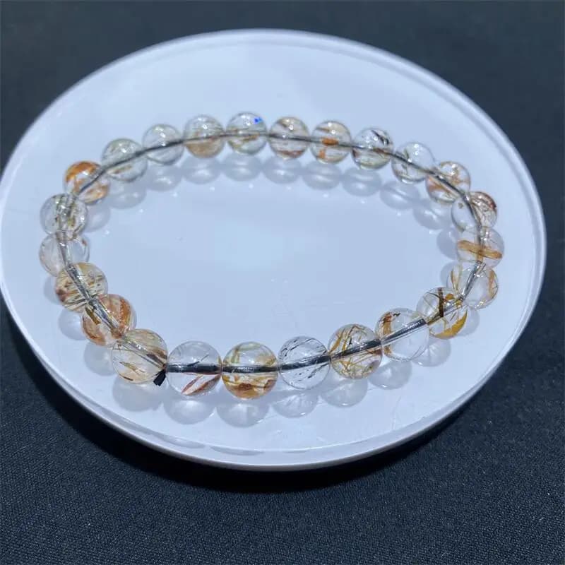 Bracciale con perline di quarzo Super Seven dorato naturale per donna uomo regalo d'amore perline di cristallo fili regalo di gioielli 1 pz 7/8/9/10/12MM
