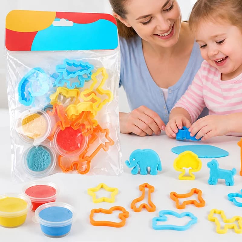 Kids Clay Tool Kit Color Play Dough with Various Molds Parent-Child Handmade Modeling Clay Set Girls Boy Educational Sensory Toy