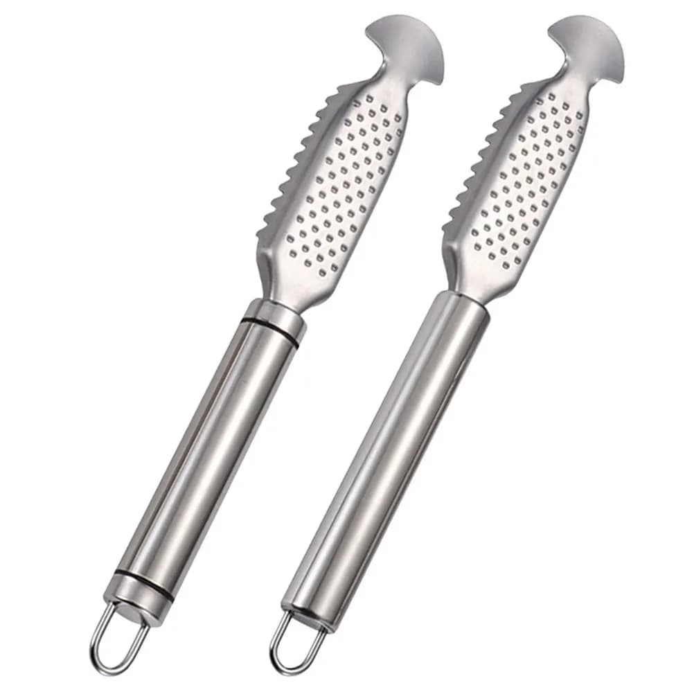 Gadget da cucina per denti a doppia fila in acciaio inossidabile da 2 pezzi per la rimozione delle incrostazioni Strumento portatile per la pulizia dei pesci