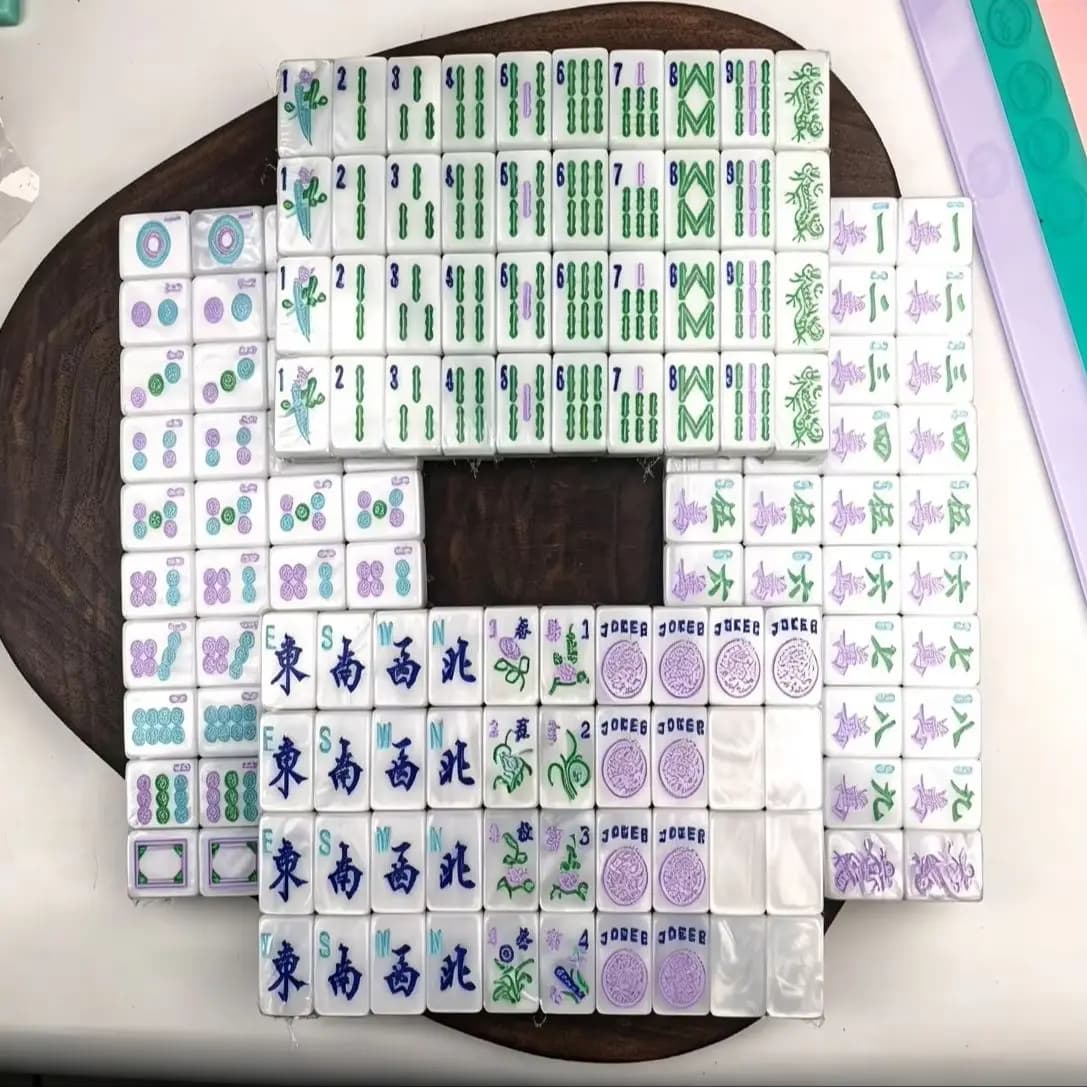 Pearl Texture Acrylic American Mahjong Set 160 Tiles 34mm Hand Painted Original Design Waterproof Drop Resistant Family Party