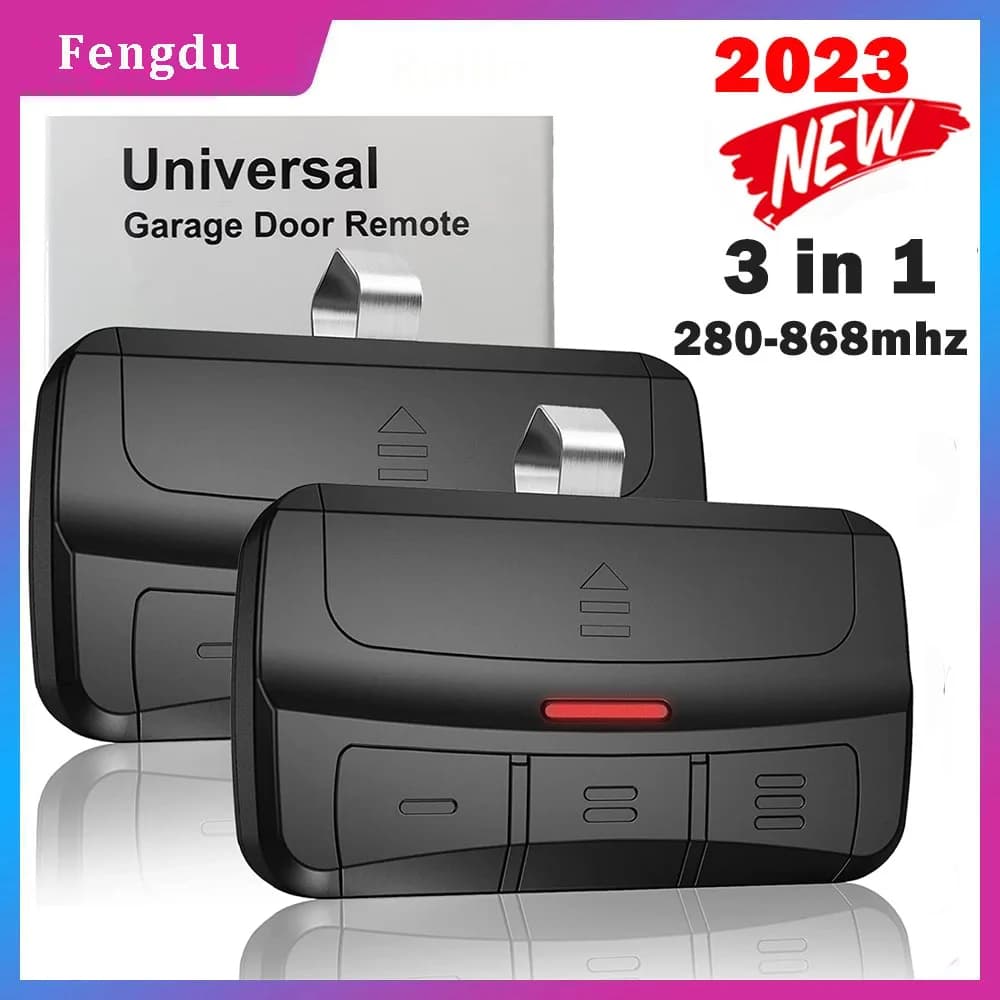 Universal remote control for gate Garage door control Multifrequency remote control 3 in 1 with clip Rolling code transmitter 280-868 mhz