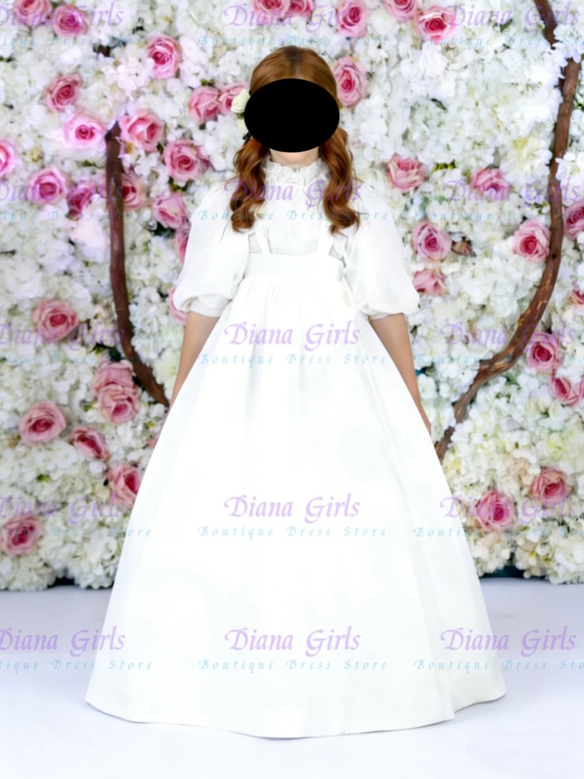 Splendido Abito da Damigella in Organza Bianca a Due Pezzi con Raso Bianco per Matrimoni, Compleanni e Serate di Gala
