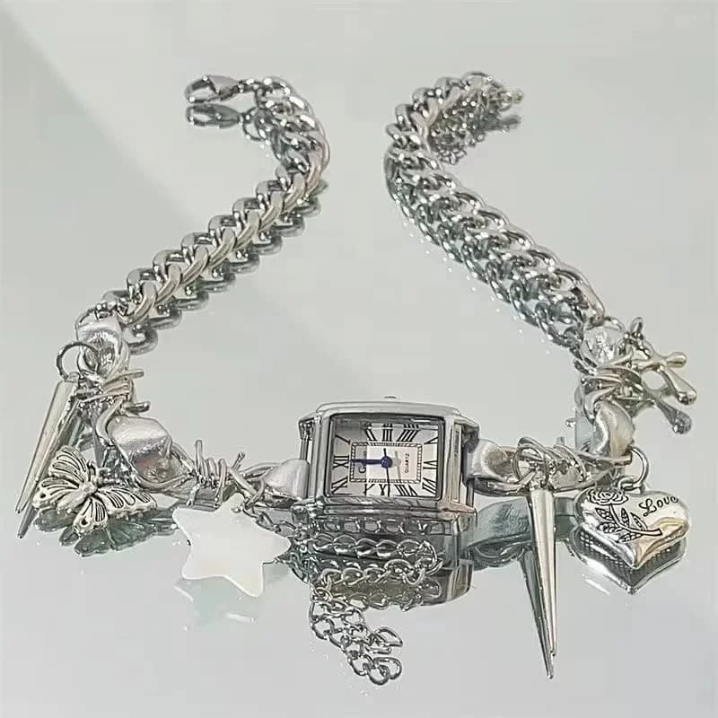 Y2K Cyberpunk Gothic Round Neck Necklace with Butterfly Pendant and Stainless Steel Star, Women's Jewelry