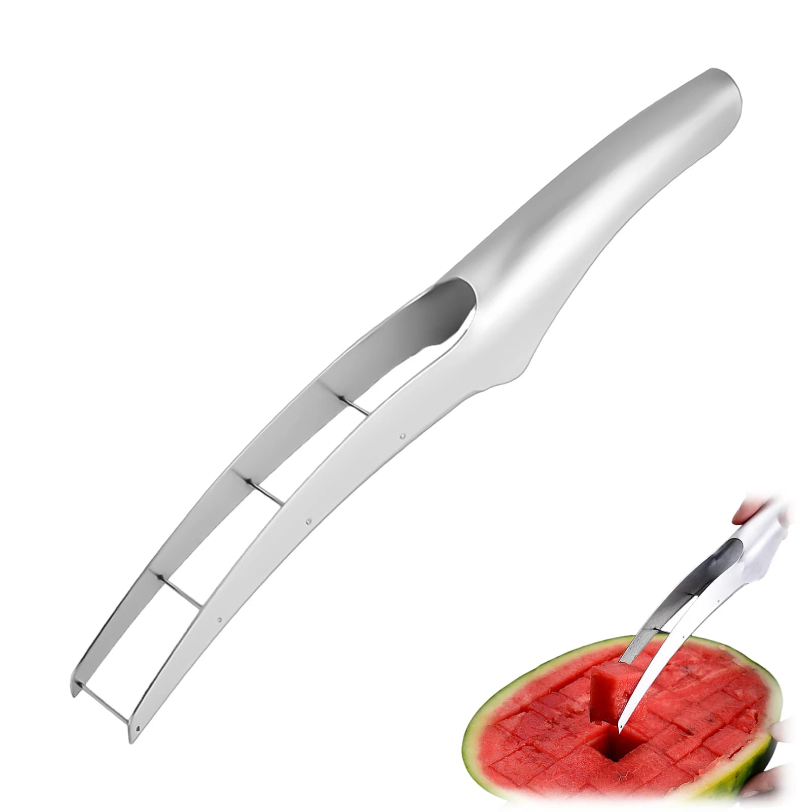 Watermelon Cutter Slicer Stainless Steel Watermelon Cube Cutter Safe Watermelon Fruit Knives Melon Cutter for Kitchen Gadget