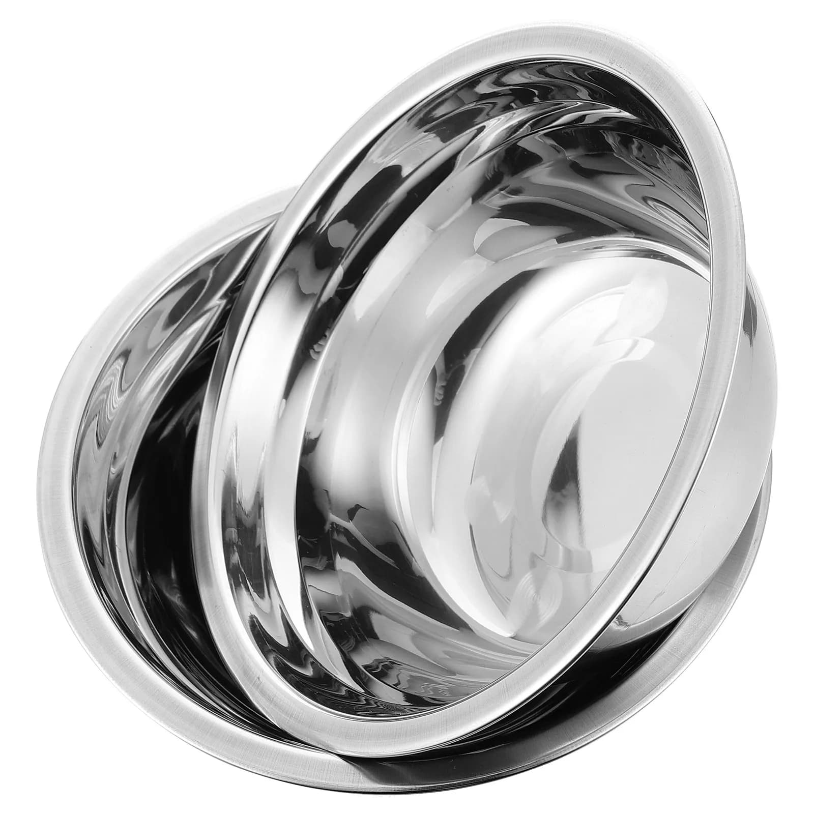 2Pcs Stainless Steel Pet Bowl Mirror Finish Non-Slip Base Easy Clean Food and Water Feeder for Small Medium Dogs Cats
