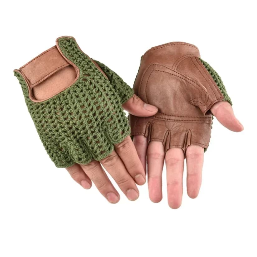 Guanti senza dita in rete di pelle Guanti tattici da guida per auto a rete da motocross Accessori per moto Guanti da lavoro da ciclismo da uomo